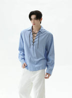 【25s Sep.】Cleanfit Drawstring Striped Shirt
