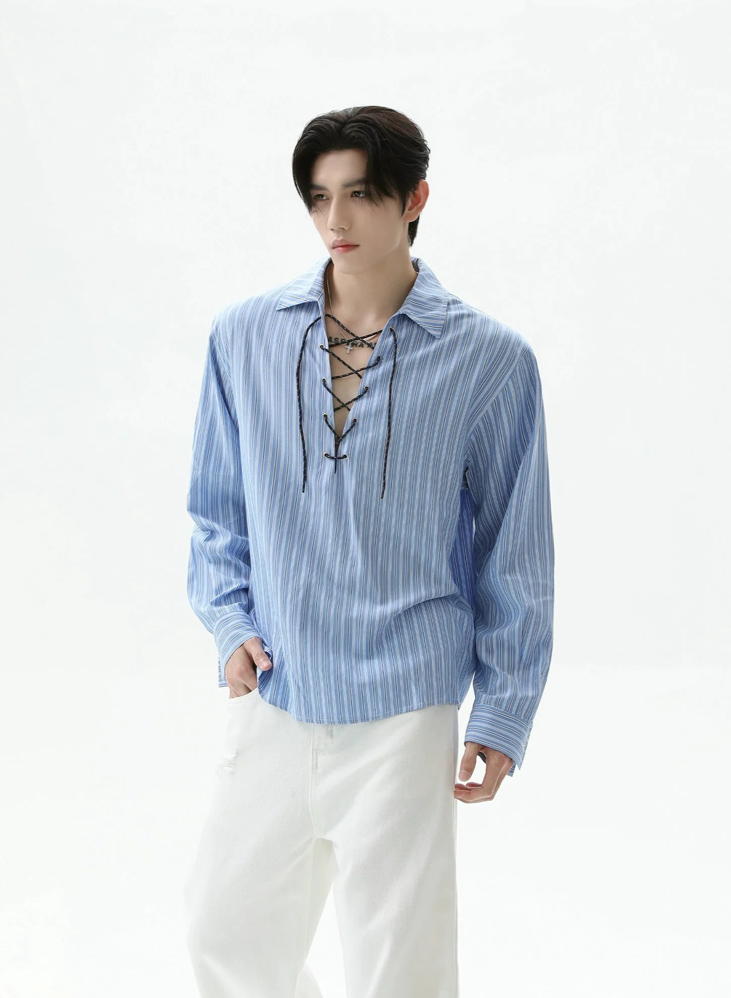 【25s Sep.】Cleanfit Drawstring Striped Shirt