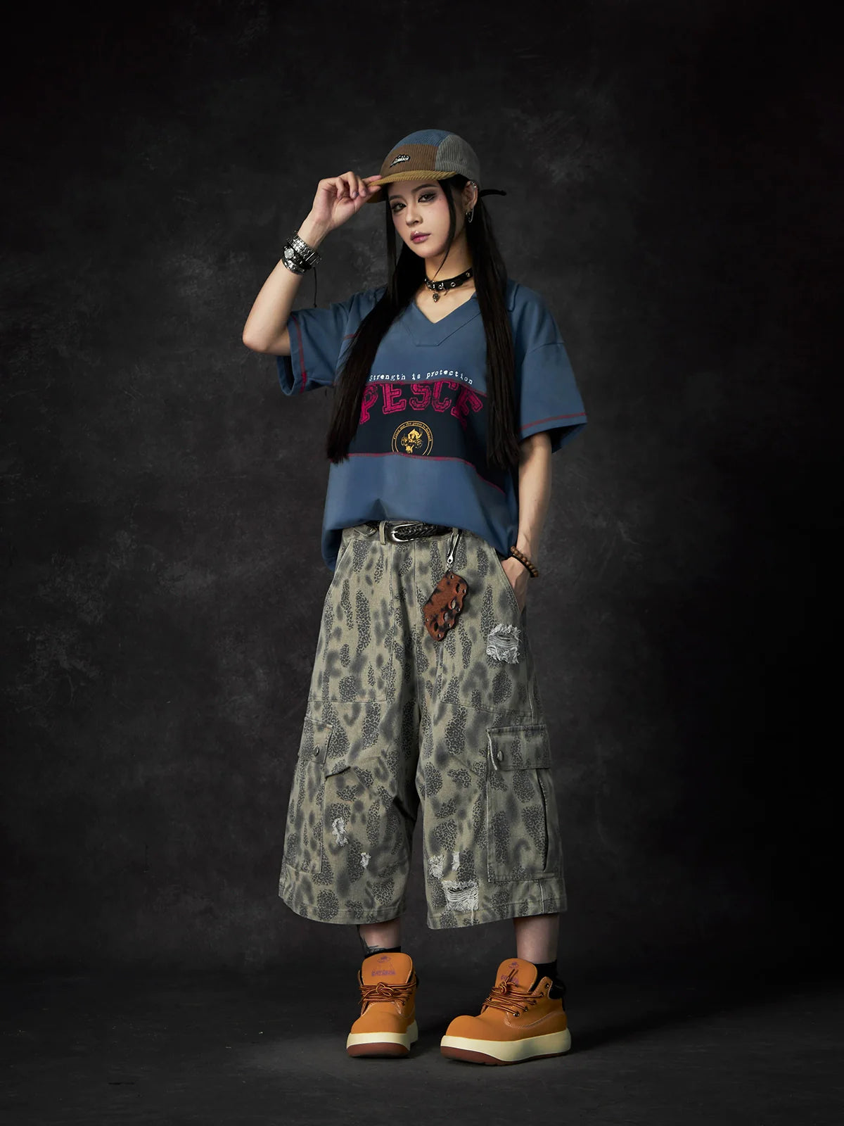 【25s Jun.】Leopard Print Ripped Pocket Cropped Pants