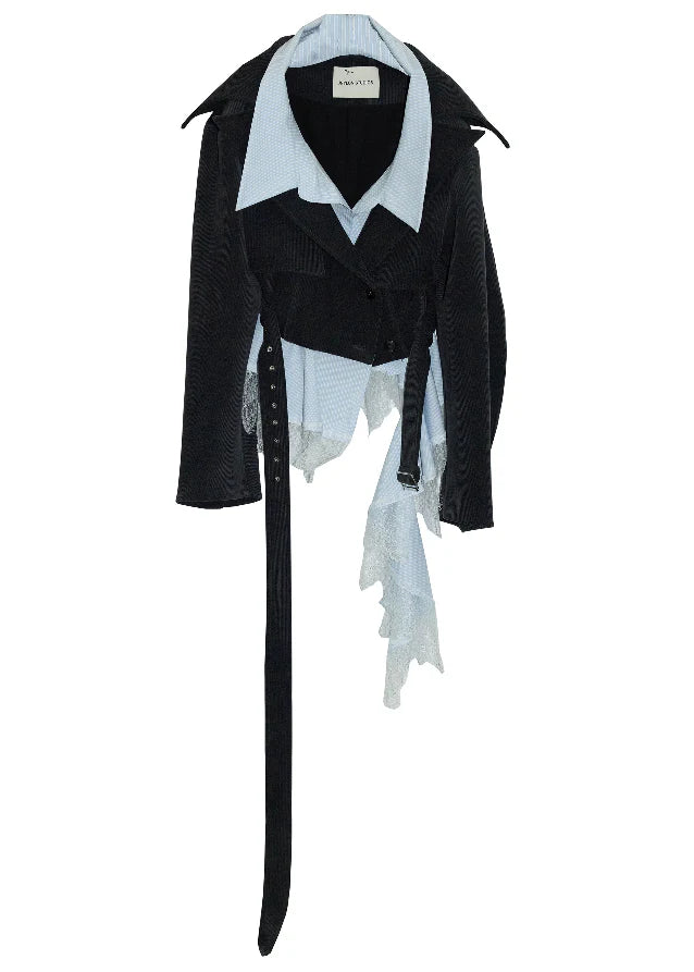 Layered Mist Lace-Trim Short Coat