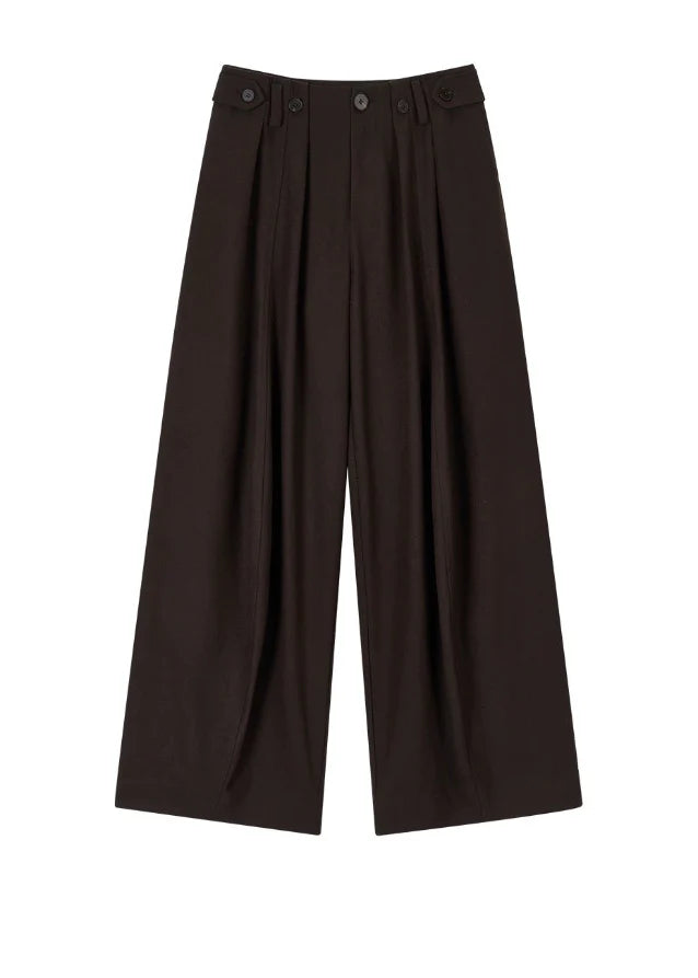 Y2K Button-Pleat Fluid Drape Pants