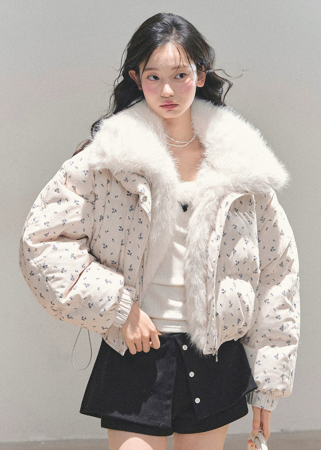 Frost Whisper Plush-Lined Short Down Coat