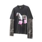 Layered Distressed Washed Long Sleeve Tee