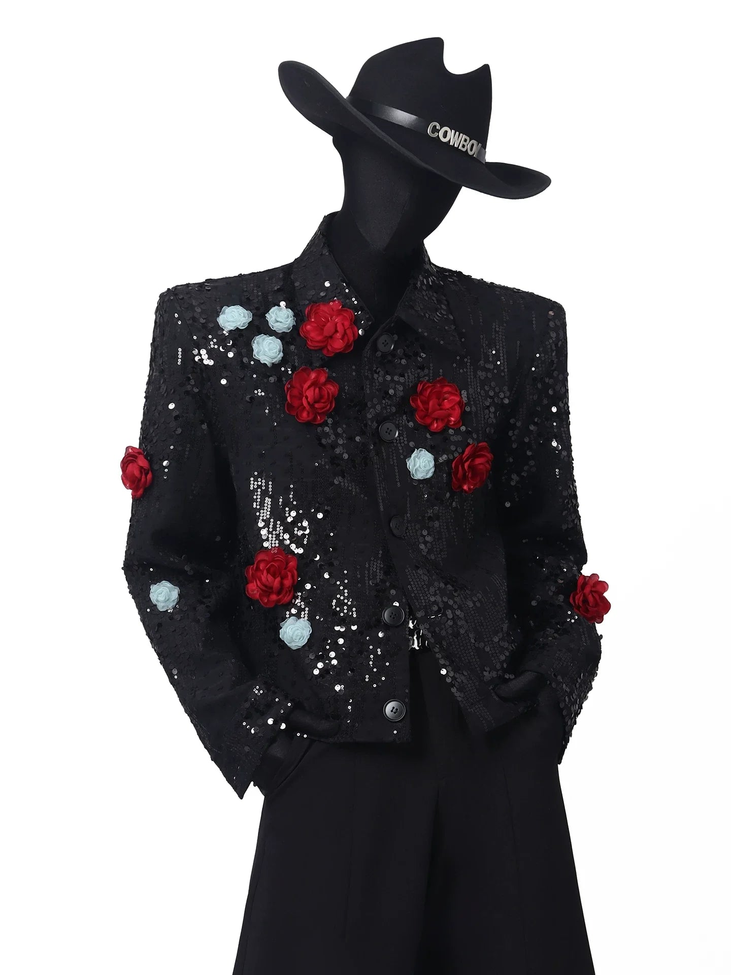 【26s Apr.】Sequin Floral Embellished Cropped Jacket