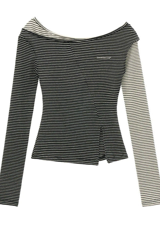 Striped Faux Two-Piece Top