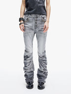 Ice Blue Studded Curved Skinny Jeans