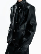 【26s Mar.】Napoleon Double-Breasted Leather Jacket