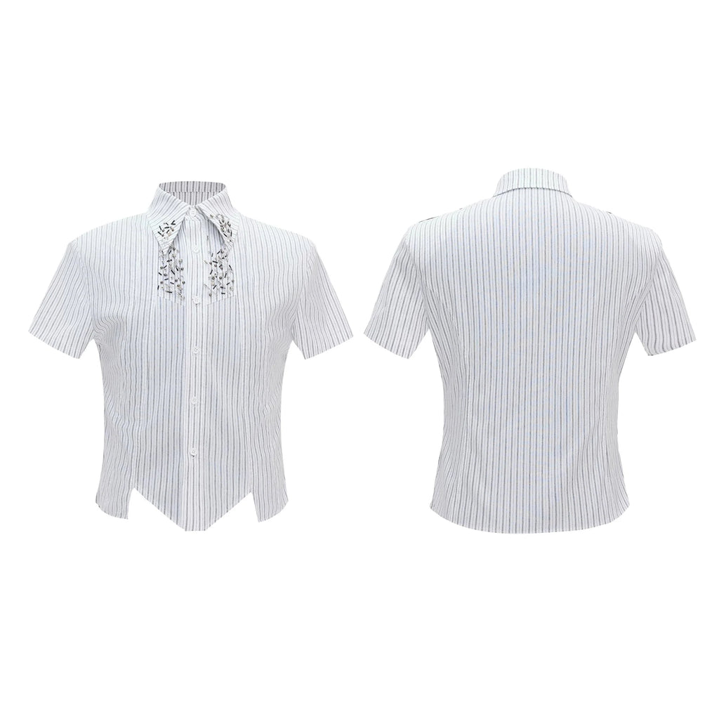 Structured Stand Collar Asymmetric Shirt