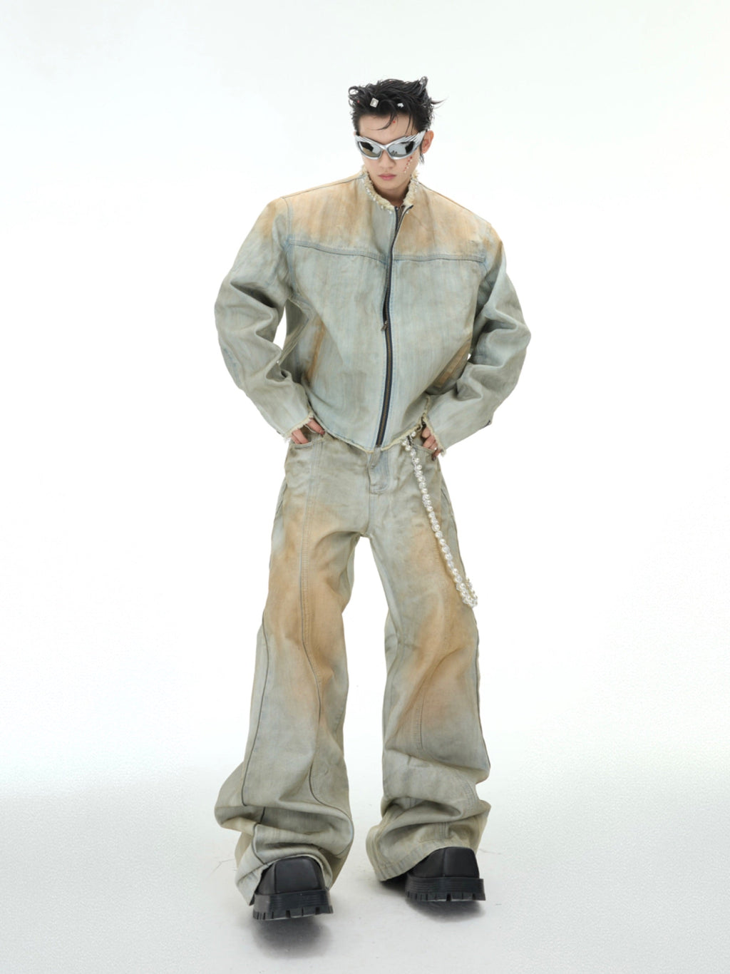 【25s Feb.】Pearl Embellished Vintage Denim Jacket