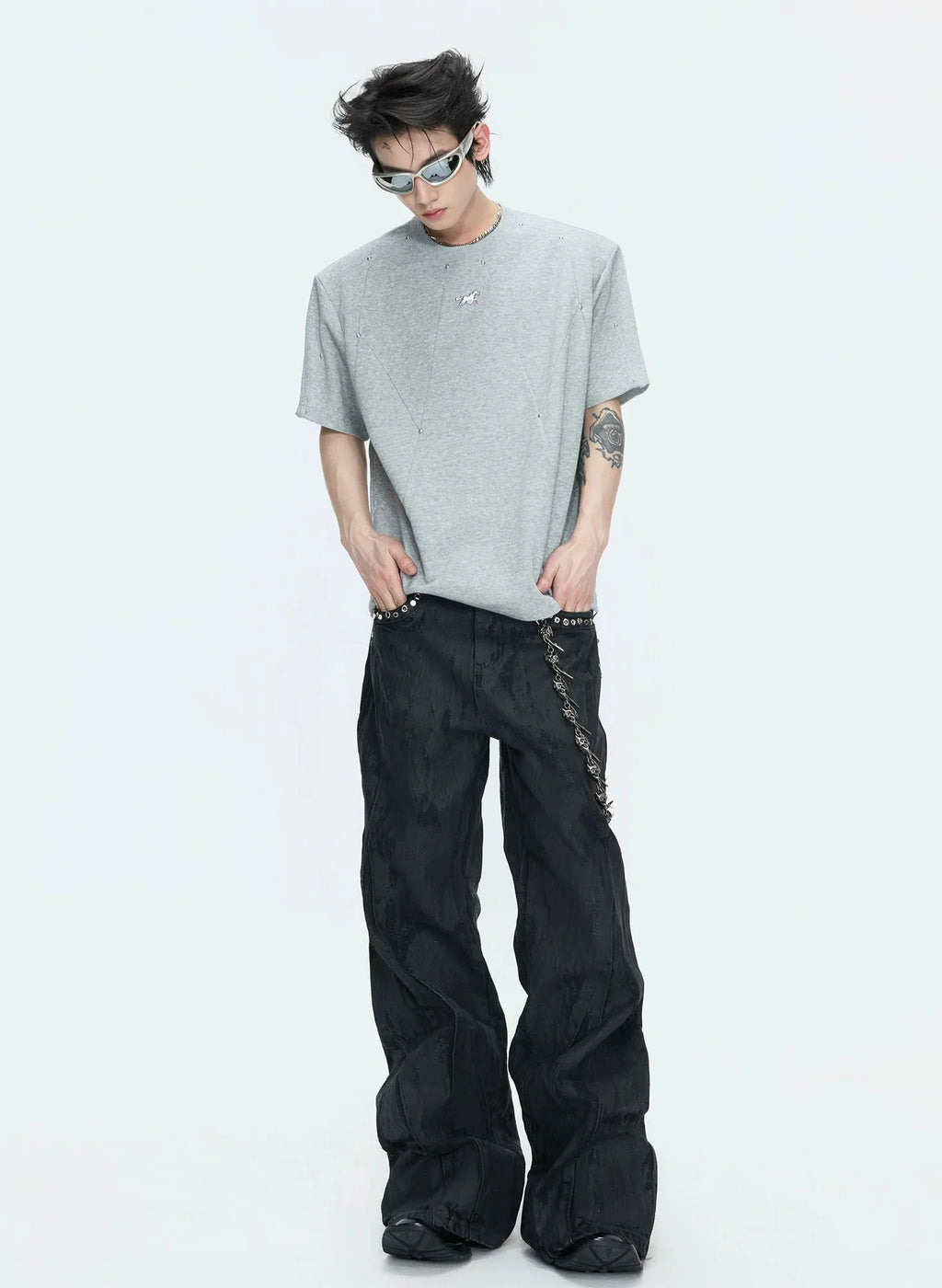 【26s May】Studded Deconstructed Boxy Shoulder Tee