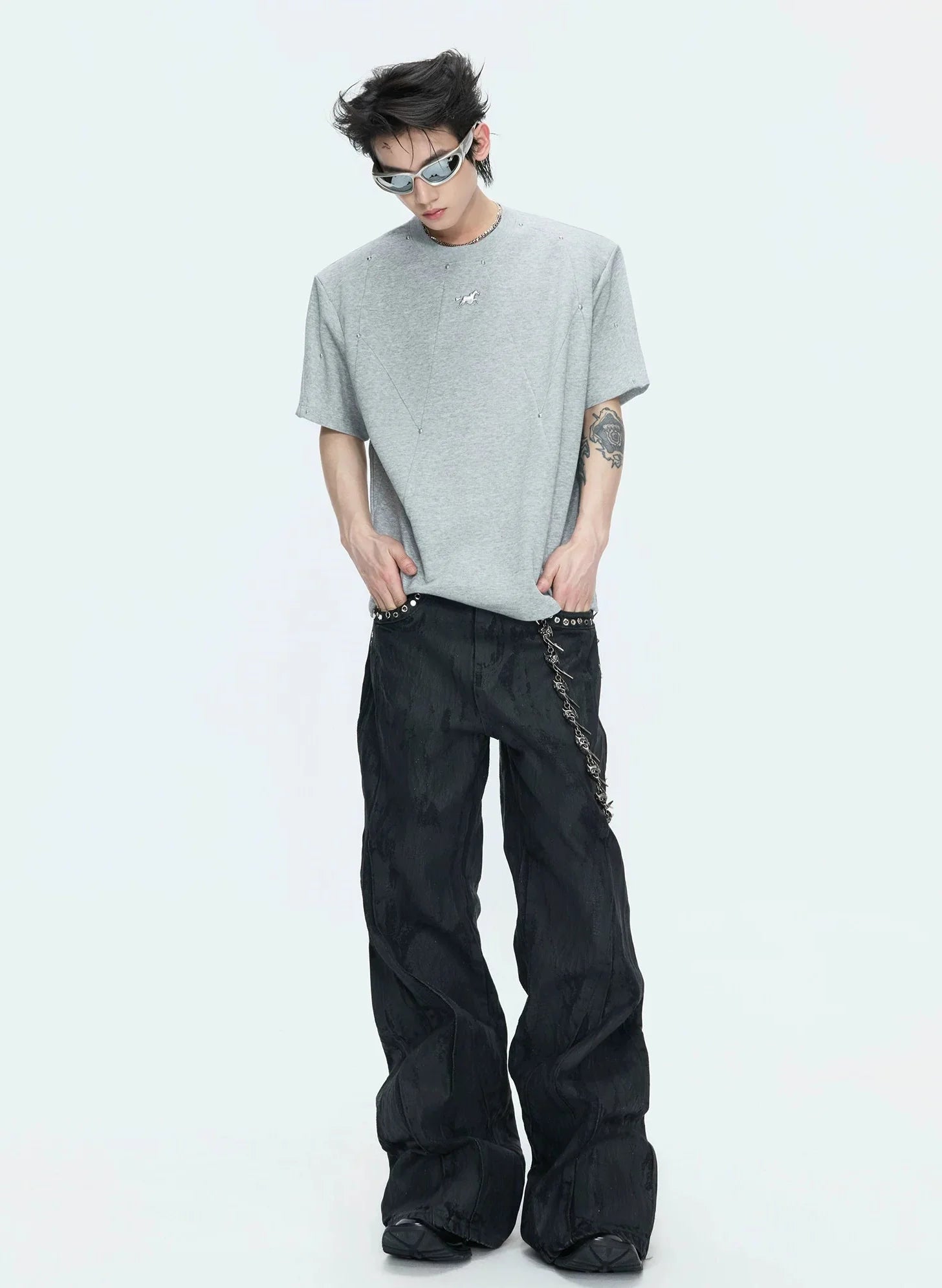 【26s May】Studded Deconstructed Boxy Shoulder Tee