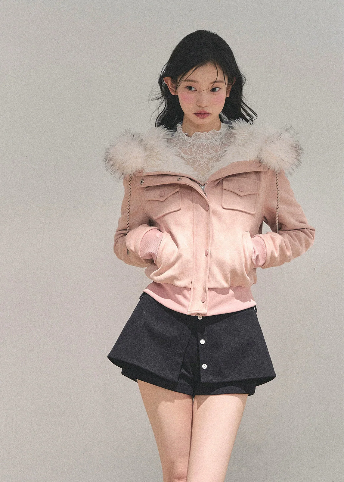 Frost Petal Faux-Fur Hooded Jacket