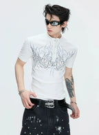 Gothic Flame Studded Slim Tee