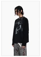 Distressed Punk Guitar Graphic Long Sleeve Tee