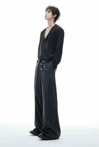 Embroidered Jacquard Wide-Leg Trousers