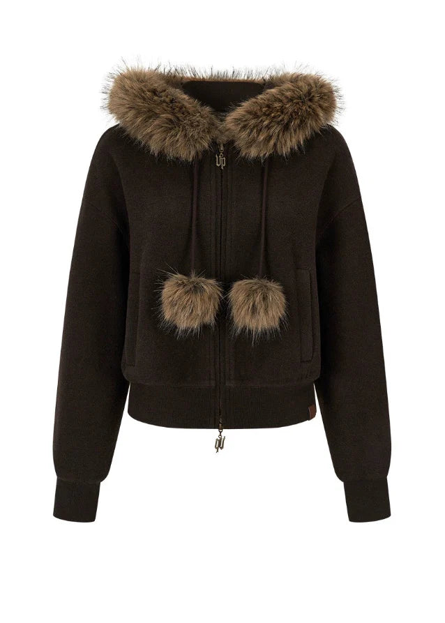 Street Winter Fur-Trim Fleece Hoodie