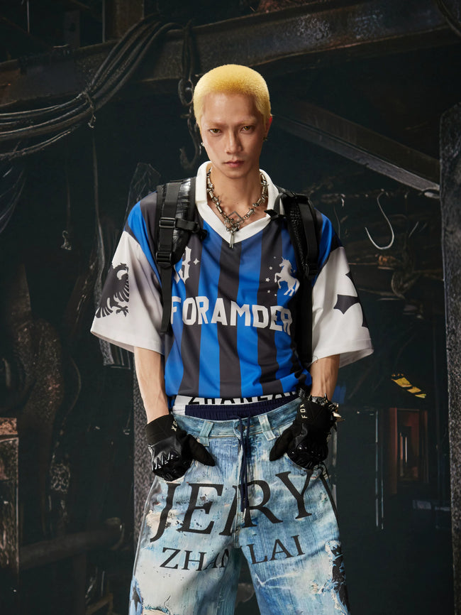 Blue Black Stripe Jersey Tee Hover Image