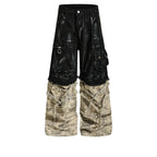 【26s May.】Paint Splatter Patchwork Camo Wide Cargo Pants