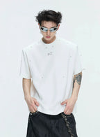 【26s May】Studded Deconstructed Boxy Shoulder Tee