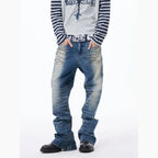Washed Paint Splatter Curved Skinny Jeans