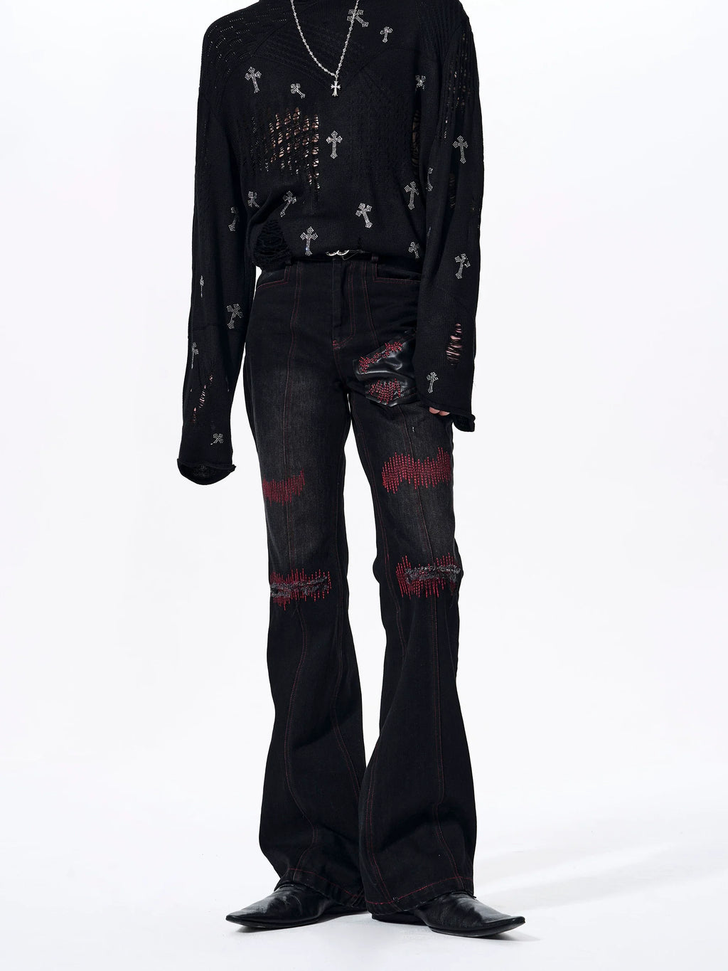 【26s Mar.】Flared Red Striped Jeans
