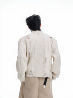 【25s Aug.】Pearl Detail Knit Hollow-Out Cardigan