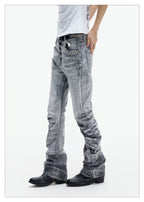 Ice Blue Studded Curved Skinny Jeans