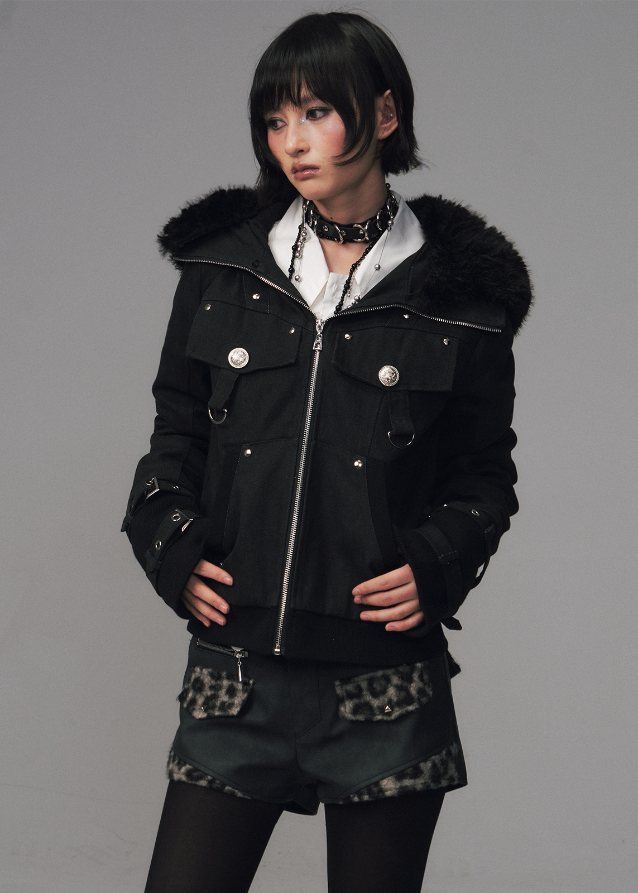 Nightfang Detachable Fur Hood Combat Jacket