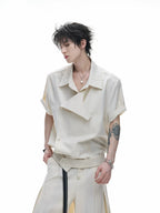Embroidered Asymmetric Stripe Shirt Tee