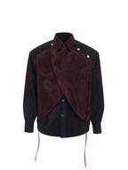【25s Apr.】Mesh Stitching Shoulder Pad Long Sleeve Shirt