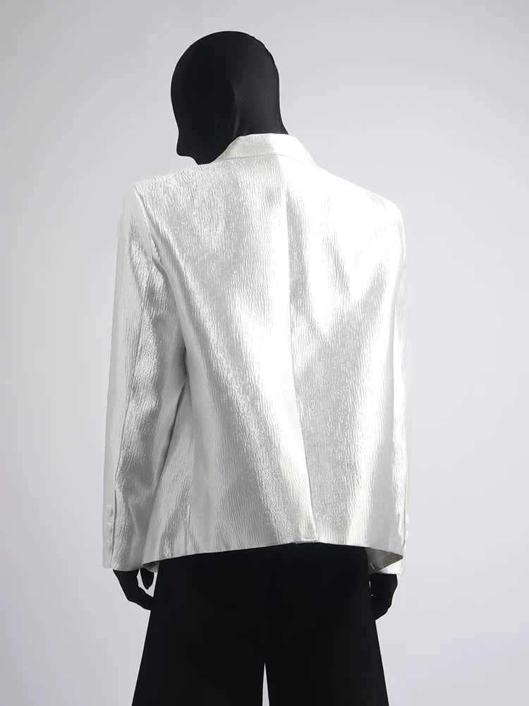 【26s Apr.】Pleated Double-Breasted White Blazer
