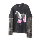 Layered Distressed Washed Long Sleeve Tee