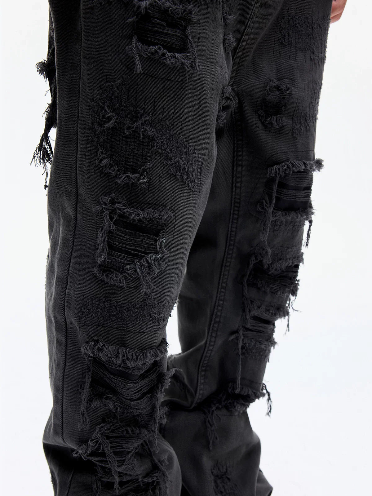 Distressed Raw Hem Slim Straight Jeans