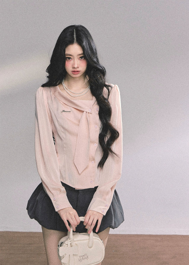 Belle Modeste French Ribbon Collar Shirt Hover Image