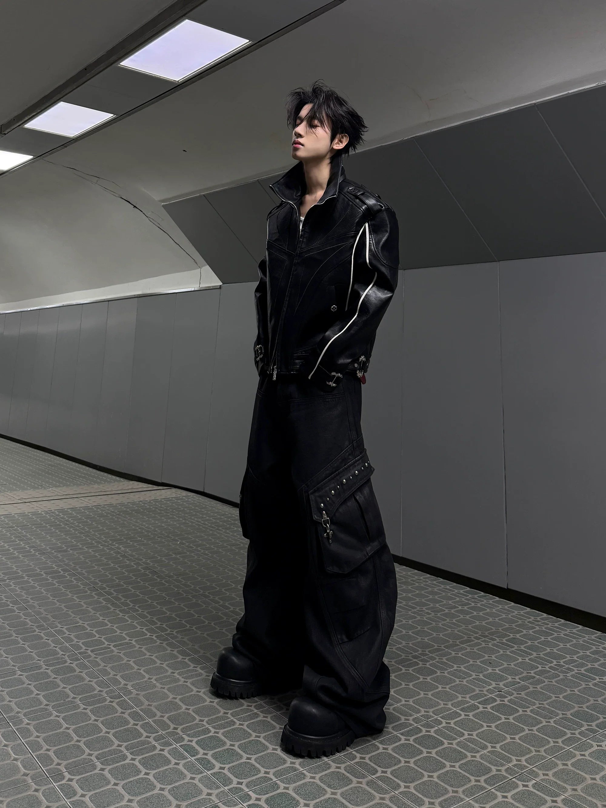 【26s Mar.】Waxed Curved Cargo Denim Pants