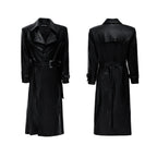 【25s Sep.】Deconstructed Crocodile-effect Metal Buttons Leather Coat