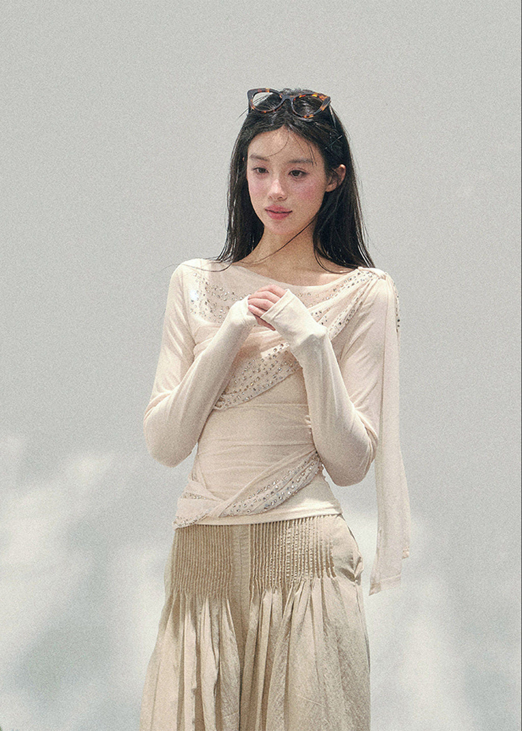Givre Fleur Draped Knit Set
