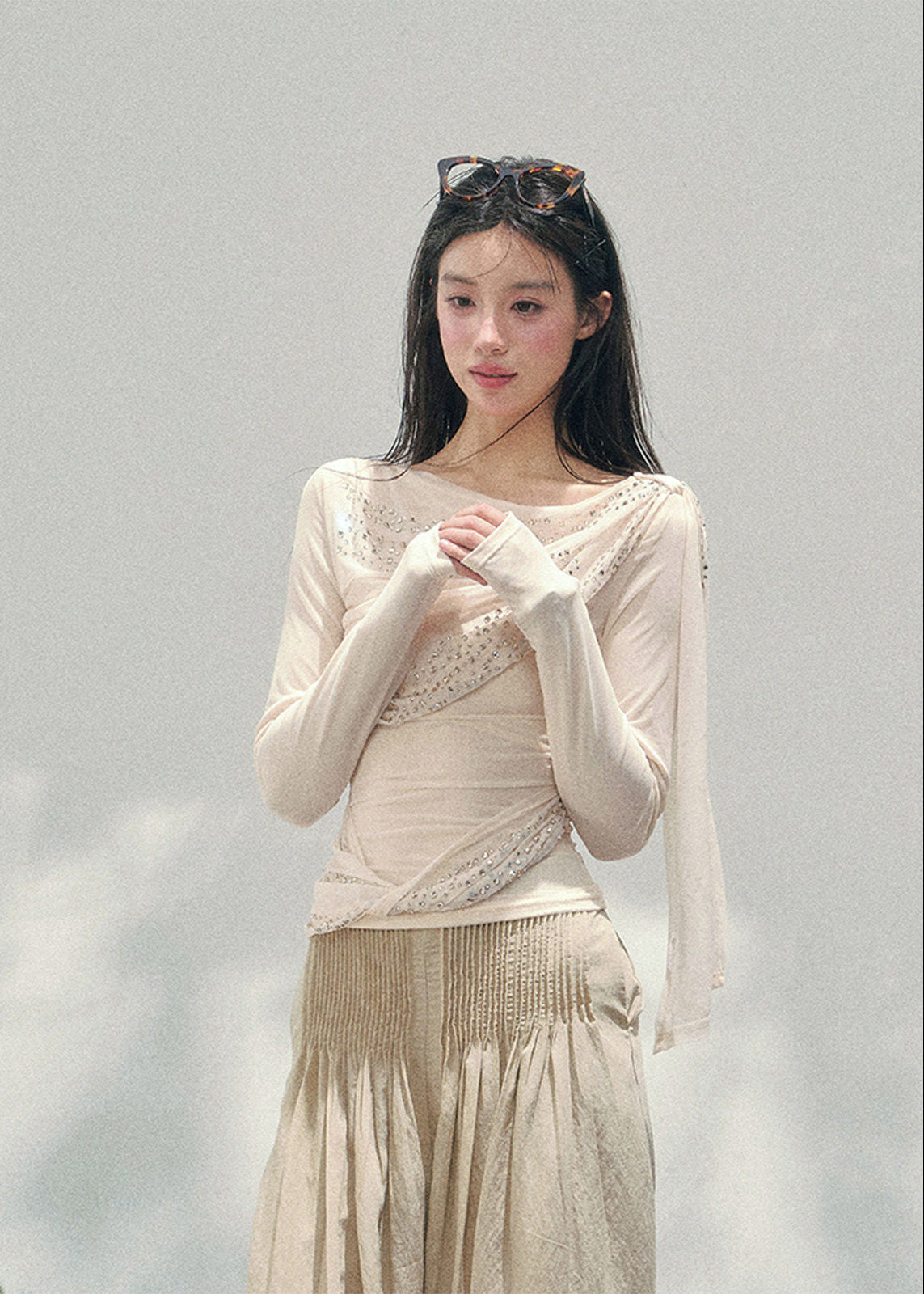 Givre Fleur Draped Knit Set