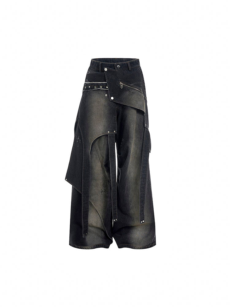 【25s Apr.】Vintage Deconstructed Distressed Rivet Jeans