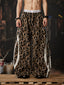 Leopard Panel Curved Wide-Leg Pants