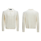 【25s Aug.】Pearl-Embellished Knit Polo Shirt