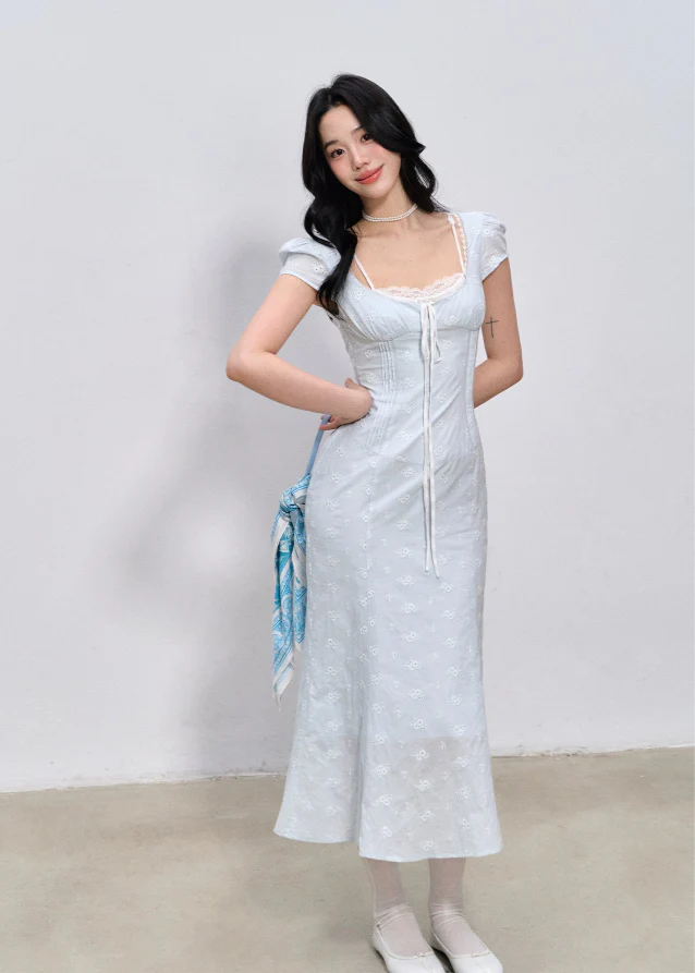 Right Blue summer dress Hover Image