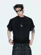 【26s Apr.】Studded Pleated Spine Structure Tee
