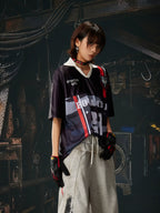 Number Print Contrast Jersey Tee