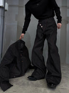 【26s Feb.】14.5oz Raw Selvedge Black Slight Flare Denim Pants