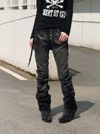 Cracked Washed Curved Skinny Jeans
