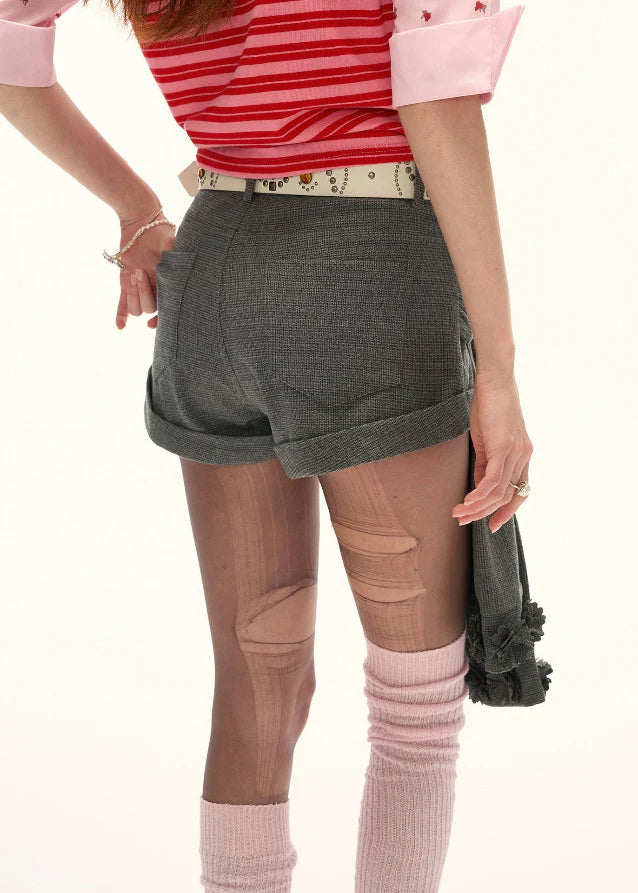 Gray Strap Shorts