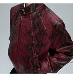 【25s Oct.】Python Textured Leather Fashion Jacket