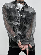 【26s Jan.】Sheer Mesh Korean-Style Casual Shirt