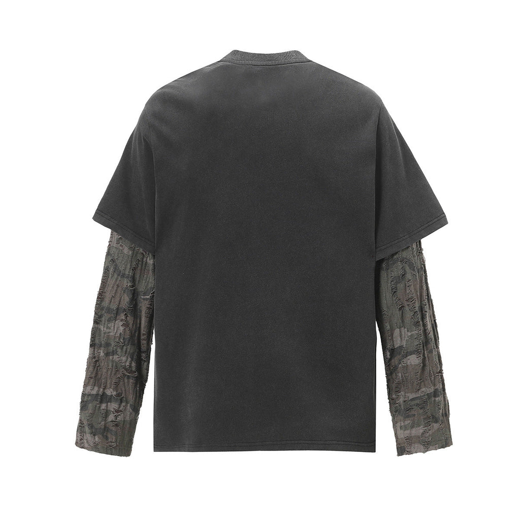 Layered Distressed Washed Long Sleeve Tee